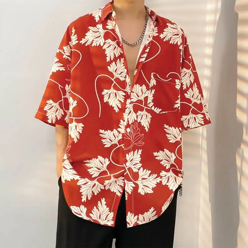 

INCERUN 2023 Men Hawaiian Shirt Printing Lapel Short Sleeve Streetwear Button Men Clothing Summer Oversize Vacation Shirts S-5XL