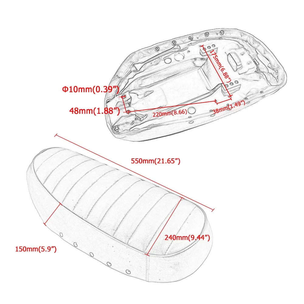 Мотоциклетное соло седло-чоппер винтажные черные детали подушек подходят для Honda