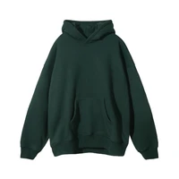 2022 new products stitching plus velvet hooded trendy sweater mens european and american solid color blank trendy mens sweater