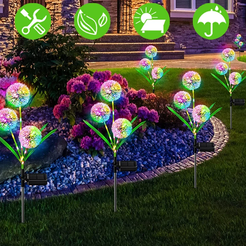 Luces LED solares impermeables para exteriores, lámpara de cebolla verde, decoración de jardín, parque, césped, decoración de boda y Navidad, 1/2 Uds.