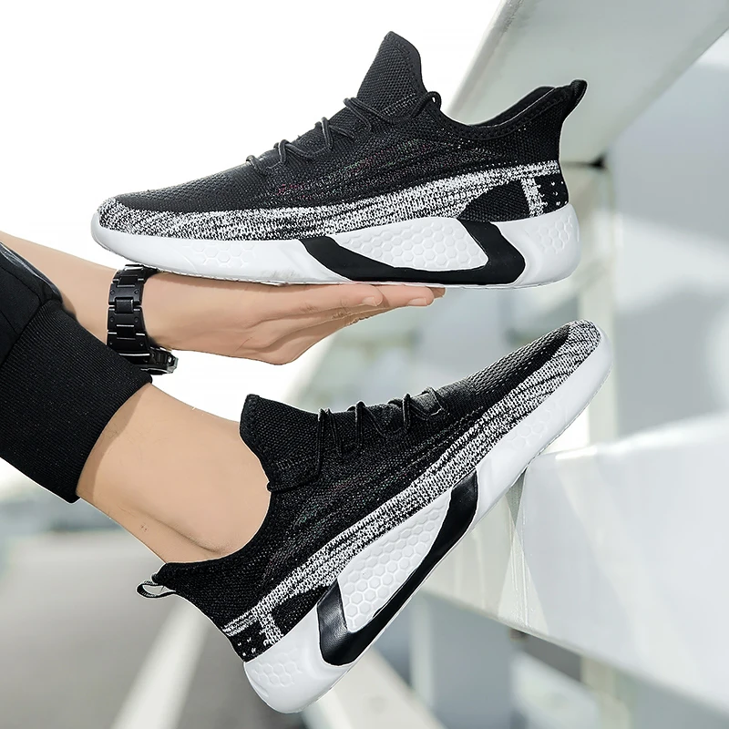 Men's New Mesh Breathable Lace-up Casual Shoes Outdoor Lightweight Comfortable Fashion Sports Running Shoes Large Size 46