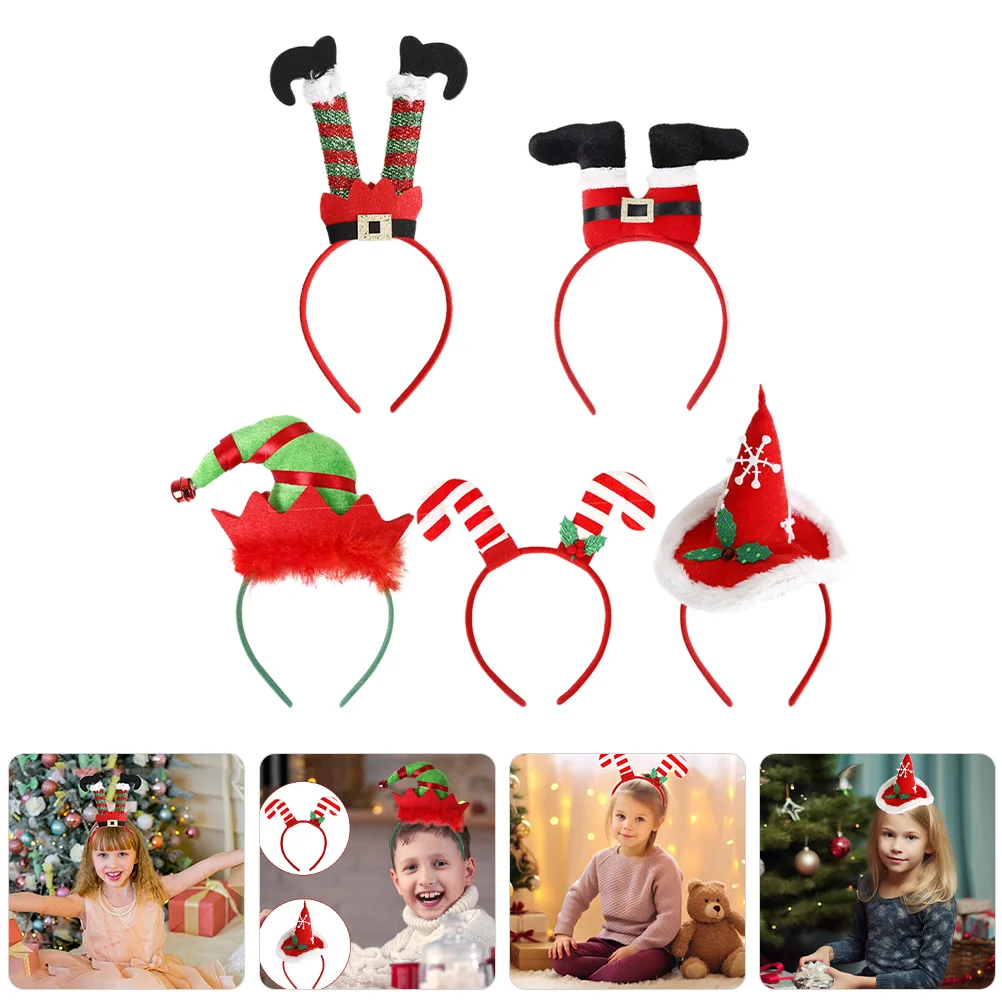 

5 Pcs Hair Ties Xmas Headbands Christmas Accessory Cartoon Themed Hoops Plastic Cute Party Child