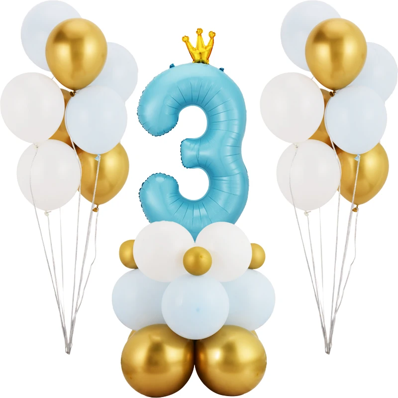33 шт./компл. шары в виде короны голубые металлические украшения для 1-го дня