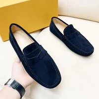 summer mens driving shoes classic slip on lightweight black suede comfortable male footwear luxury designer casual shoes