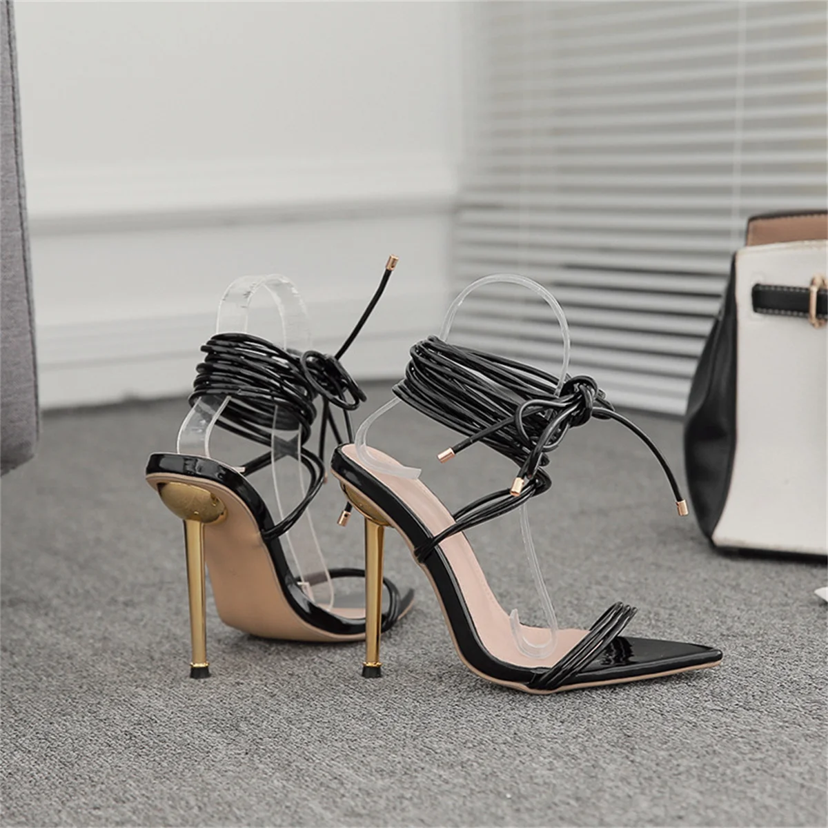 High Heel For Women Lace Up Pointed 2023 Summer New Sexy Fashion Elegant Luxury Mature Thin Heels Party Club Wedding Shoes Pumps
