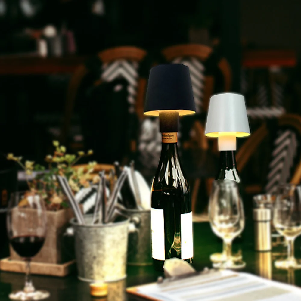 

Creative Combined With Wine Bottle Bar Table Lamp Rechargeable Desk Led Lamp Battery Operated Bar Restaurant Dining Night Lamp