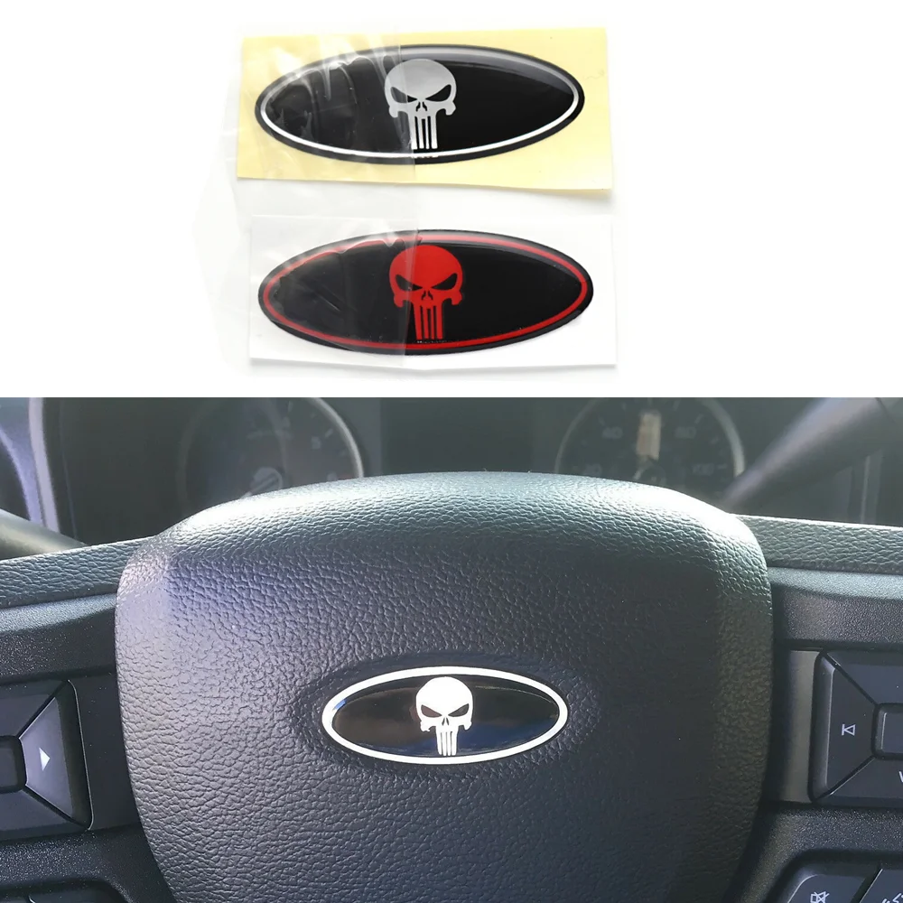 

Punisher Steering Wheel Center Emblem Sticker Badge Car for F150 F250 F350 Car Gadget Accessories