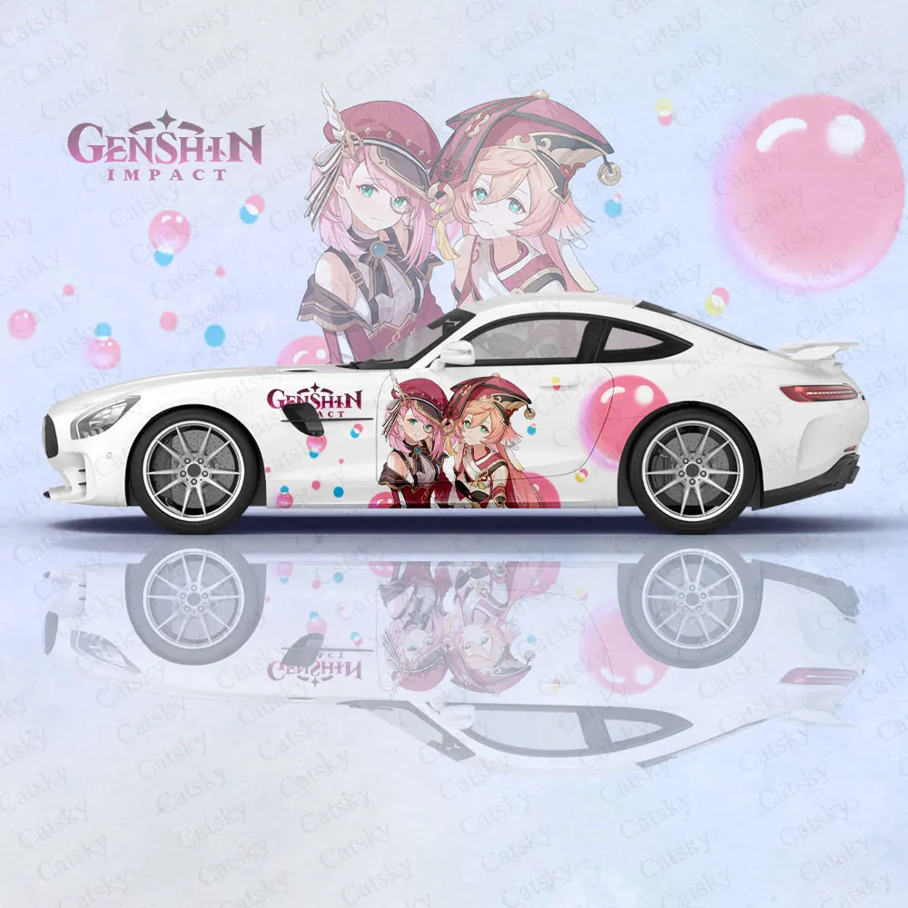 

Аниме наклейки на кузова автомобиля Yanfei Genshin Impact, Виниловая наклейка Itasha на автомобиль, боковая наклейка, автомобильная декоративная пленка