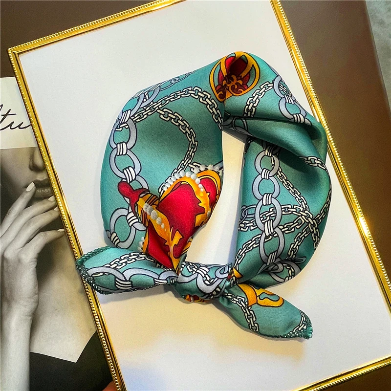 

Small Square Silk Scarf Hair Band Foulard Women Kerchief Neck Scarves Fashion Print Lady Satin Bandana 2021 New