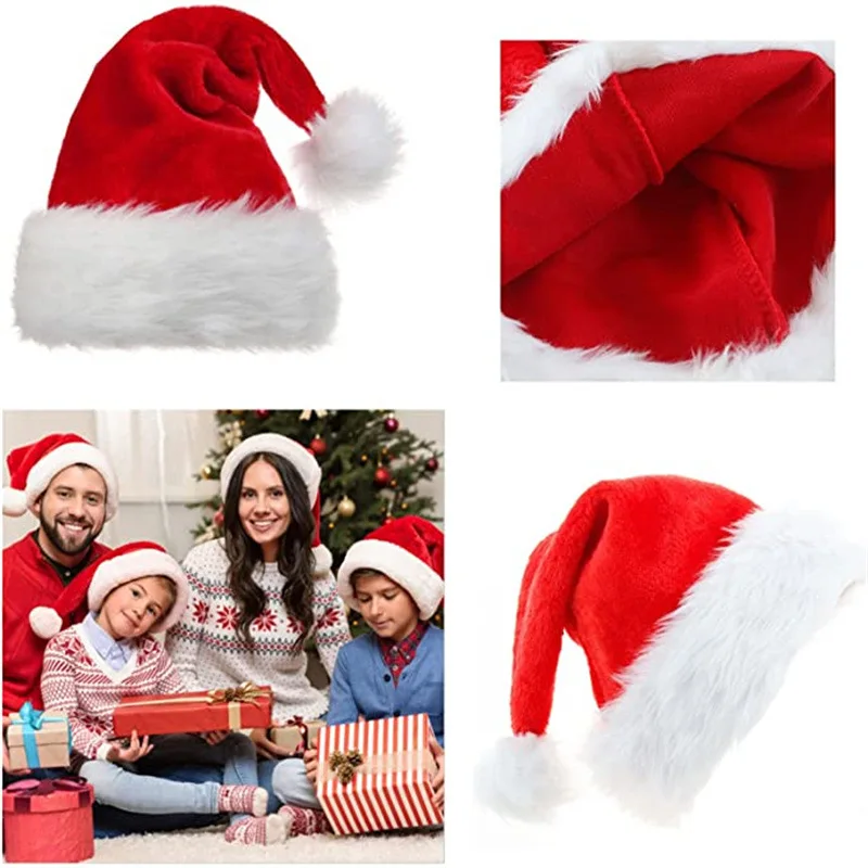 

Новый год 2023 Рождественская шапка из плюша Взрослые Дети Рождественские украшения для дома Рождество Санта Клаус подарки теплые зимние шапки Рождество