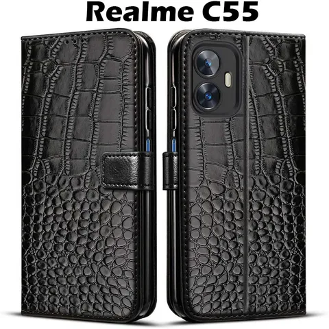 Деловой кожаный чехол для телефона OPPO Realme C55, флип-Кошелек, Чехол Для Etui Realme C55, чехлы для Realme C55, чехлы 6,72 дюйма