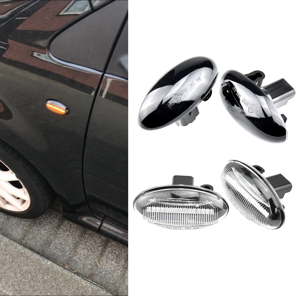 1 пара автомобильных светодиодных динамических боковых индикаторов 12 В желтые