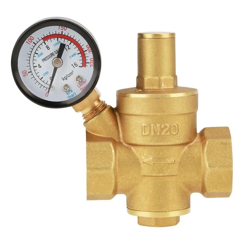 

PN1.6 Brass Adjustable Pressure Regulator Replacement Pressure Reducer DN20 Reducing Maintaining for Valve with Gauge