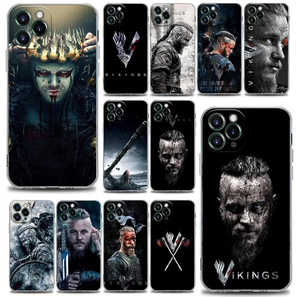 

Vikings Axe TV Show Shell Case for iPhone 11 12 13 14 Pro Max Mini SE XR XS X 7 8 Plus Soft Transparent Cover Viking Art Fundas