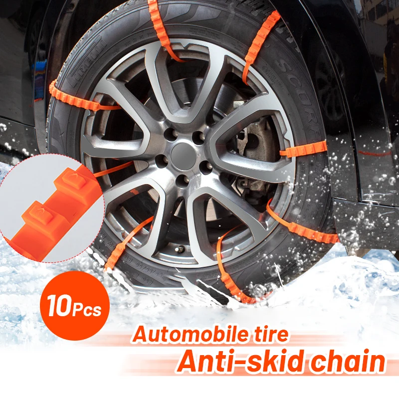 

10pcs Car Winter Tire Wheel Snow Chains Snow Tire Anti-skid Chains Tyre Cable Belt Outdoor Vehicle Emergency Snow Tire Chain