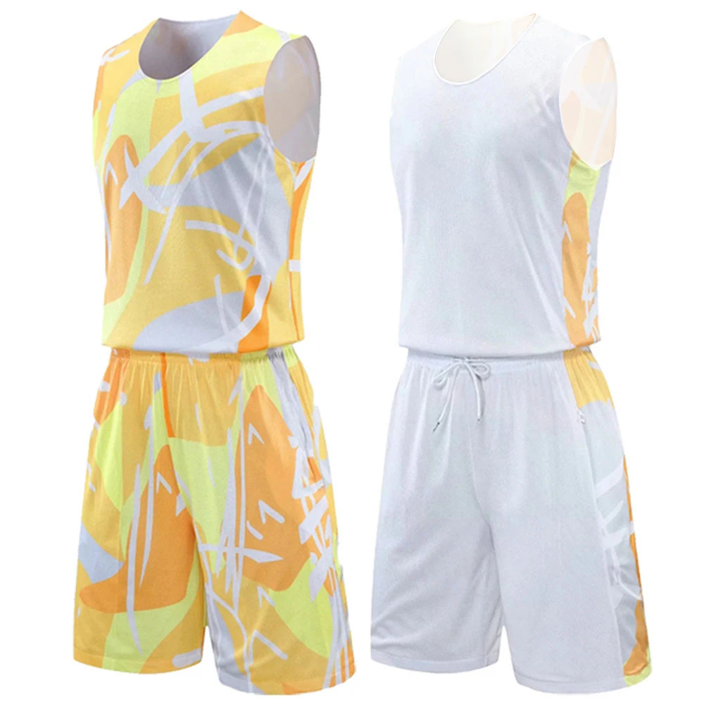 2023 New Double-Sided Basketball Jersey Men's Custom Youth Sports Basketball Suit Breathable Training Uniform College Team