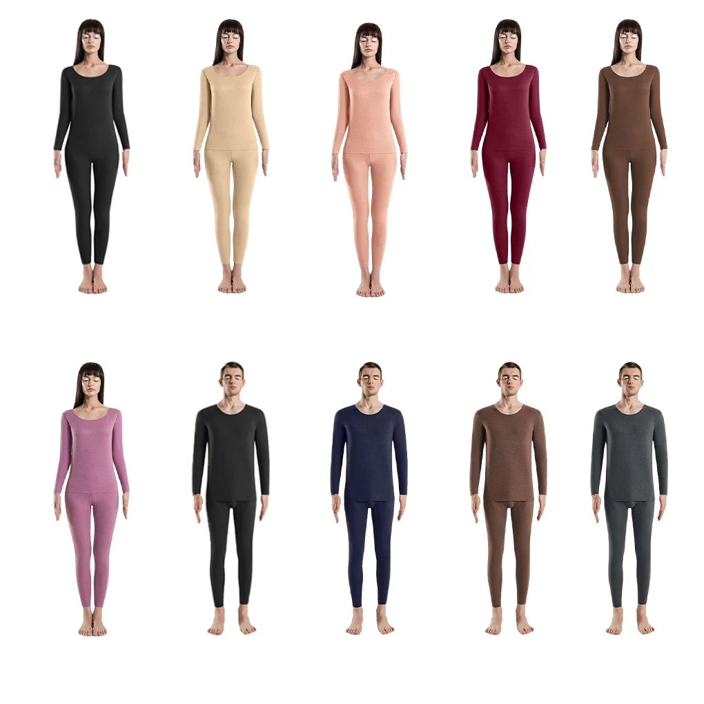 

Women Underwear Set Solid Color Lady Thermal Long Johns Winter Cold Weather Bottoming Baselayer Clothing Comfortable