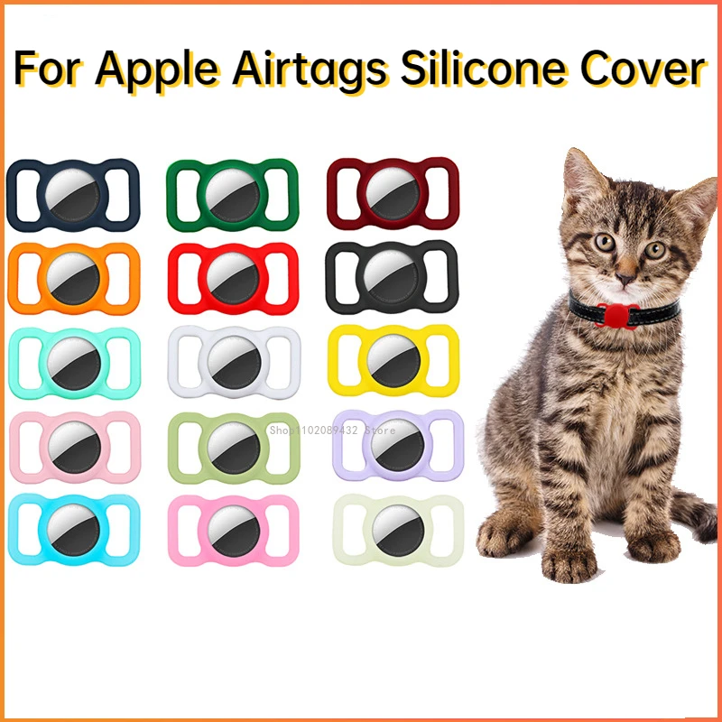 

2PCS Pet Silicone Protective Case Dog Cat Collar Loop Finder Collar Loop for Apple Airtags Locator Case Tracker Anti-lost Device