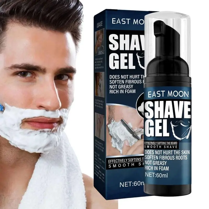 

60ml Men Shave Gel Dense Foam Shaving Cream Gentle Moisturizing Shave Cream For Softening Beard Reduce Razor Burn And Irritation
