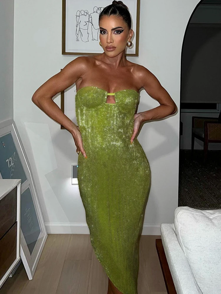 

Sunny Y.j. Women Fall Vintage Streetwear Strapless Cut Asymmetric Plush Dress Sexy Open Back Transparent Sling Black Dress 2022