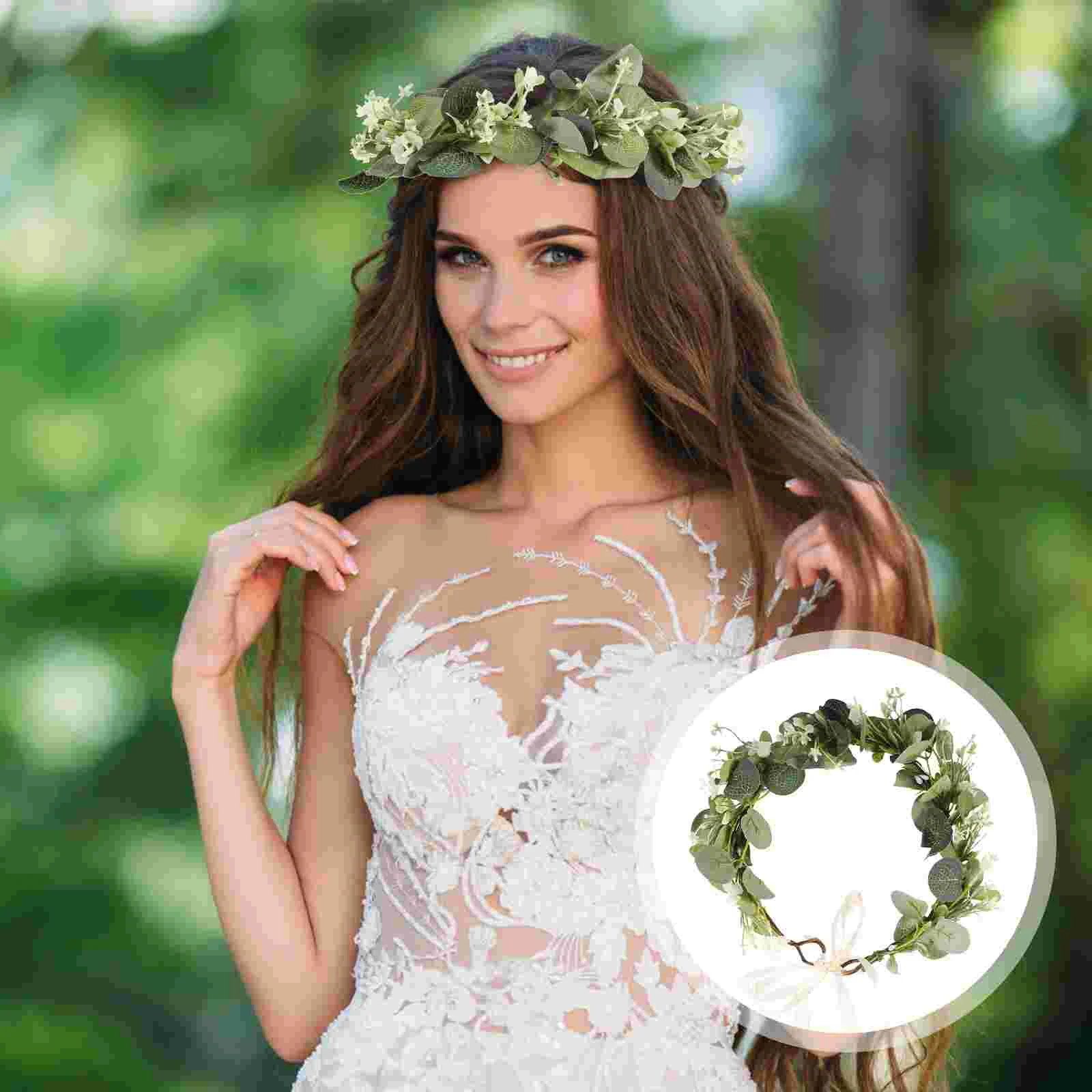 

Forest Garland Photo Props Photography Wreath Simulation Headdress Bridal Wedding Wristband Plastic Bride Lady Seaside Resort