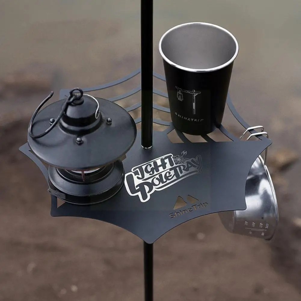

Outdoor Camping Aluminum Alloy Folding Light Stand Light Plate Table Mini Lightweight Blackened Hook V0J1