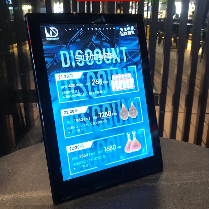 

LED Luminous Wine List Bar KTV Menu Display Plate High-grade Creative Advertising Display Shelf Milk Tea Shop Vertical Desk Card