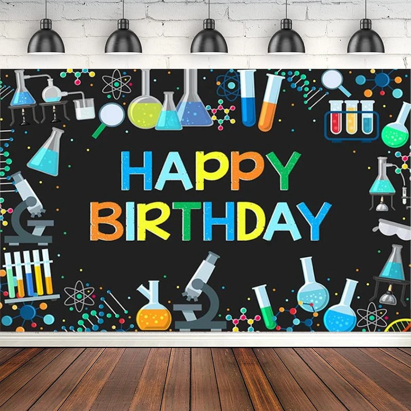 

Photography Backdrop Science Chemical Experiments Fun Scientist Subjec Boy Birthday Party Decor Background Poster Photo Studio
