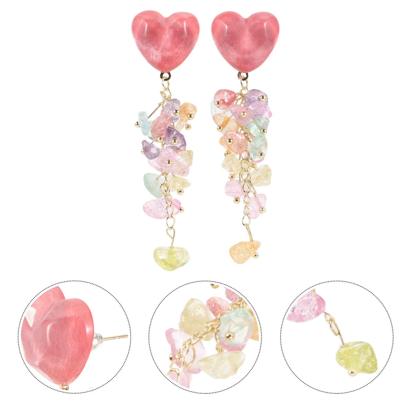 

1 Pair Stone Heart Shaped Earrings Female Earrings Temperament Sweet Earrings Dangle Earrings