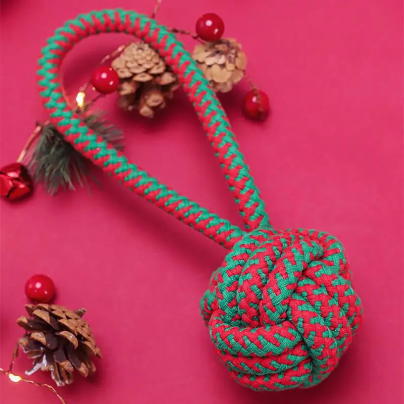 

Dog Bite Rope Toys Pet Grind Tooth Toys Cotton Rope Material Harmless Dogs Tooth Cleaning Toys Double Ball Dog Bite Rope