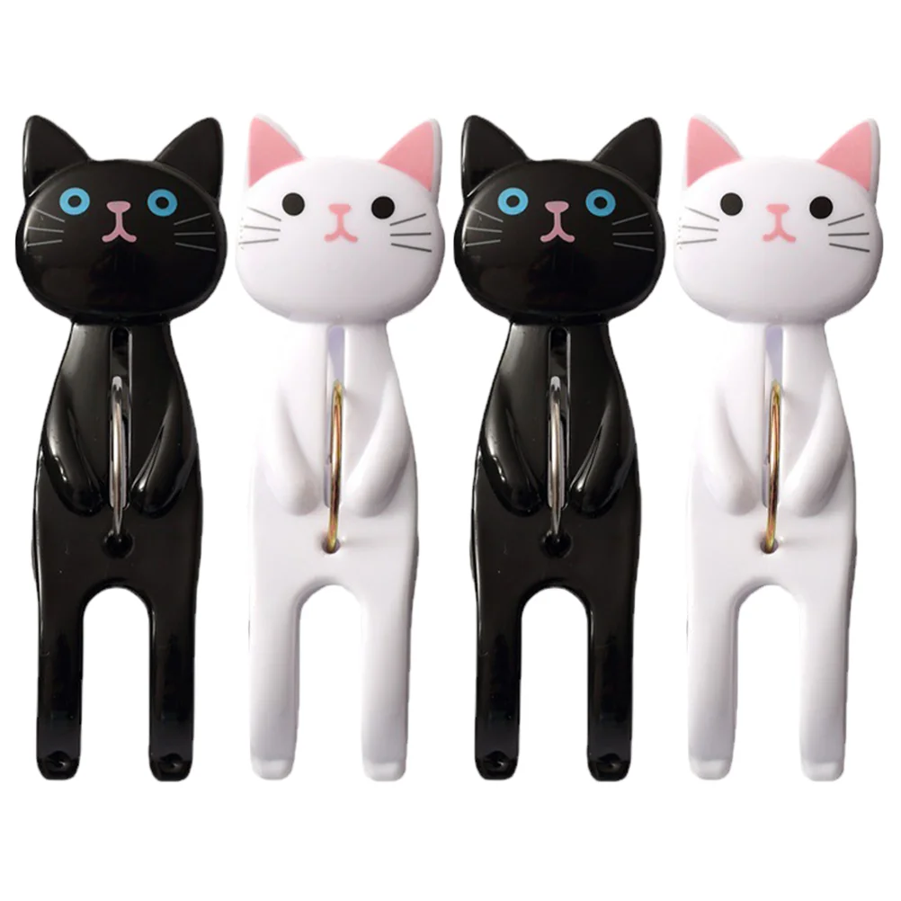 

4 Pcs Cat Clothespin Towel Clips Chairs Plastic Clamps Beach Rack Towels Small Hanging Cute Adults
