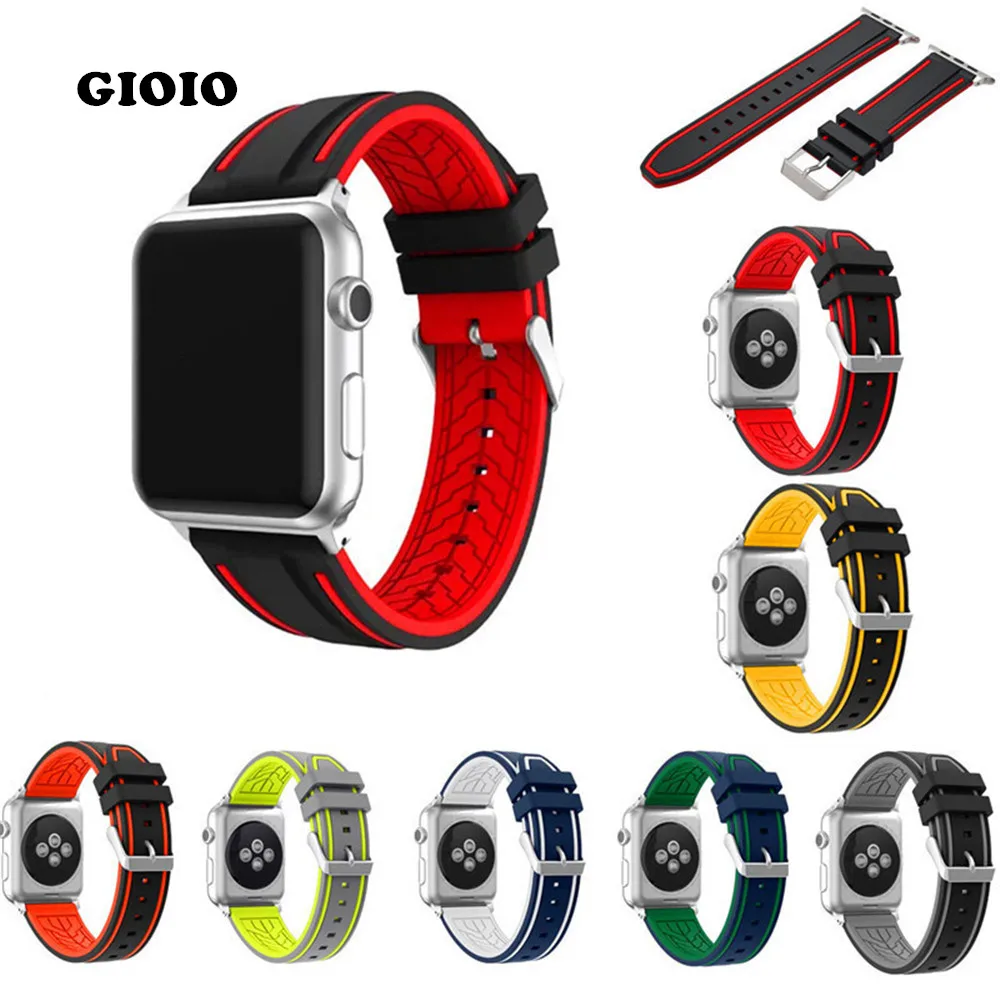 

Ремешок силиконовый для Apple Watch Band, спортивный браслет для смарт-часов iWatch Series 7 6 SE 5 4 3 2 1, 45 мм 41 мм 42/38 мм 40/44 мм