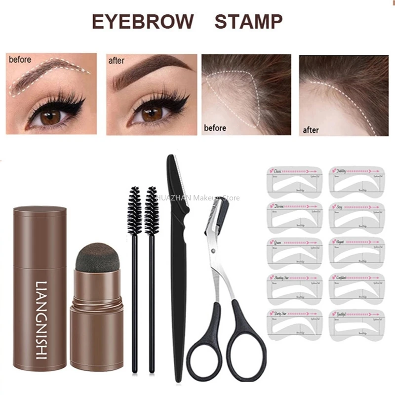 

Dropshipping Eyebrow Stamp Stencil Shaping Kit Trimmer Brow Pen Cosmetics Contour Tint Natural Hairline Enhancer Powder Makeup