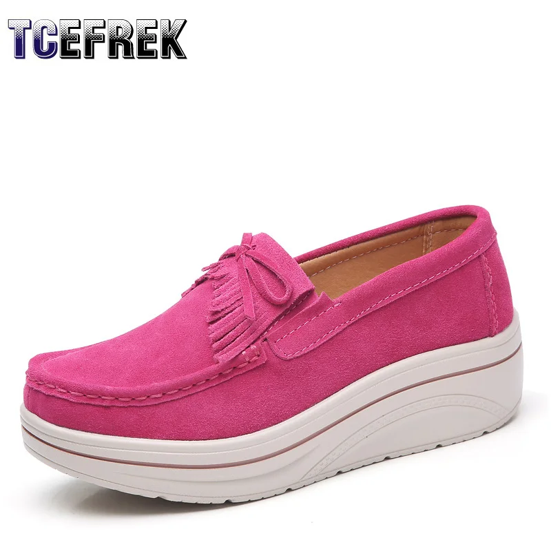 

Brand Spring Women Flats Shoes High Quality Platform Sneakers Slip On Flats Leather Suede Ladies Loafers Casual Summer Autumn
