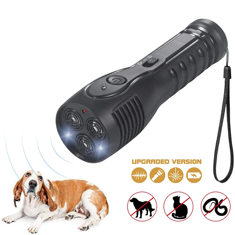 

Dog Repeller Ultrasonic Anti Barking Device Rechargeable Stop Bark Device Anti-dog Repellent LED Flashlight Dog Training Device