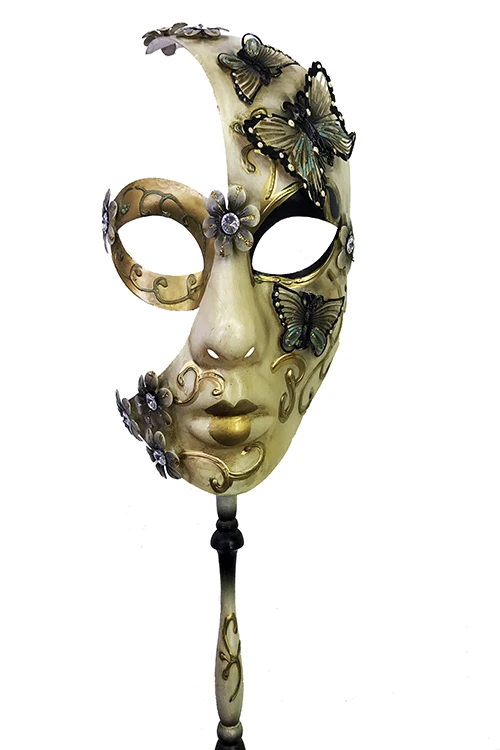 

Цветущая оригинальная маскарадная опорная стойка Венецианская маска ручная вышивка черного цвета