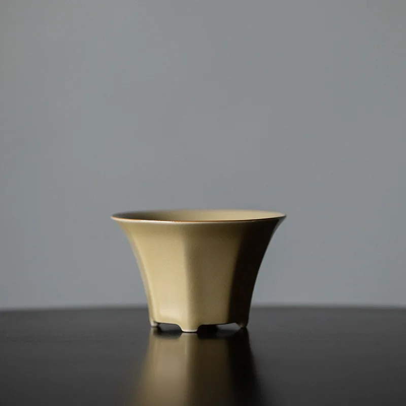 Желтая чайная чашка ручной работы Jingdezhen Ding Ware богатство из любого направления