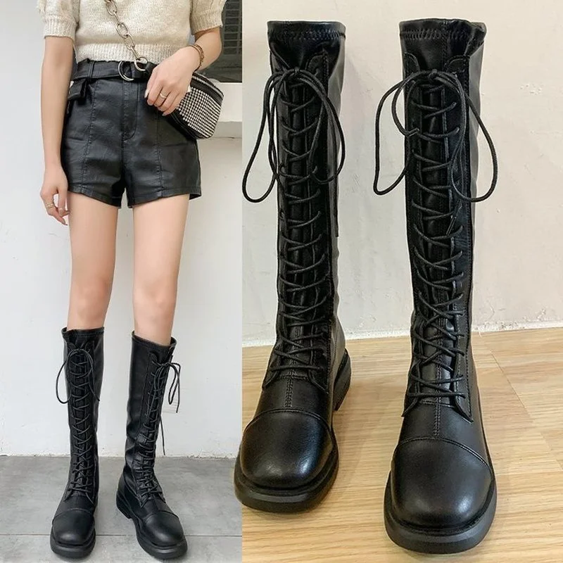 

High quality real soft leather boots 2021 winter new style knight boots high rear zipper boots Martin boots but knee women boots