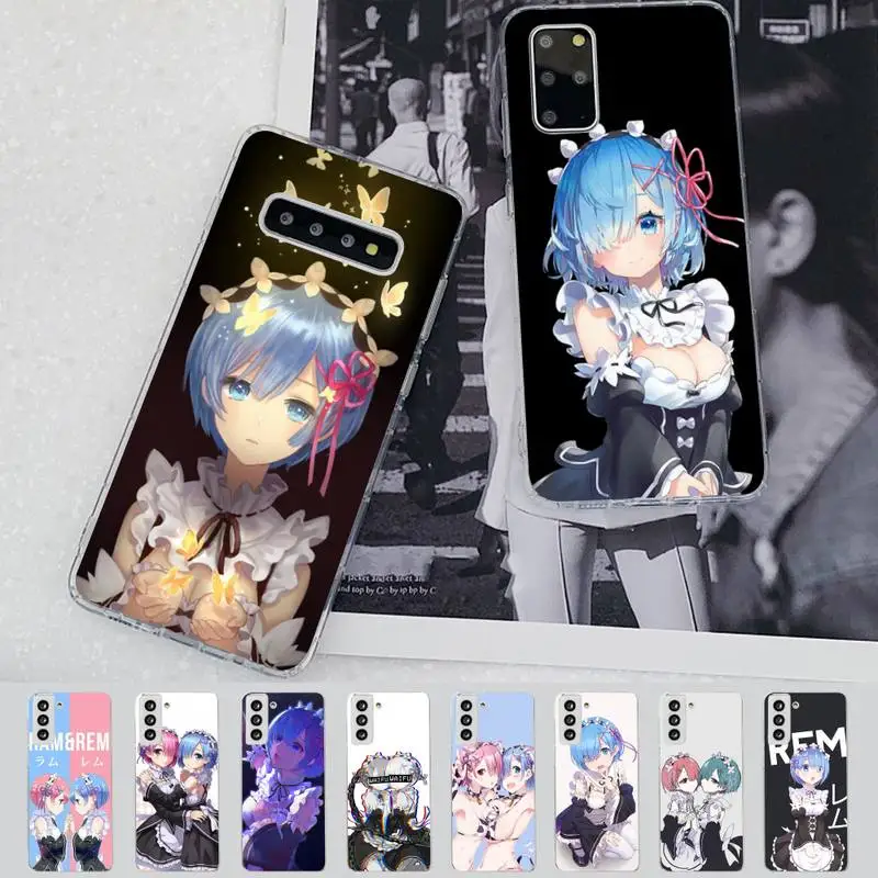 

RE ZERO Ram Rem Anime Phone Case for Samsung S21 A10 for Redmi Note 7 9 for Huawei P30Pro Honor 8X 10i cover