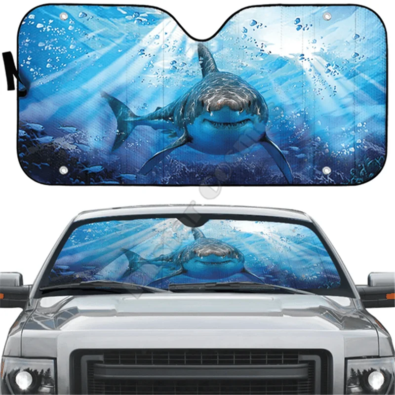 

Great White Shark 3D Printed Car sunshade Auto Sun Shade for Car Truck Decor Windshield Sunshade,Blocks UV Rays Sun