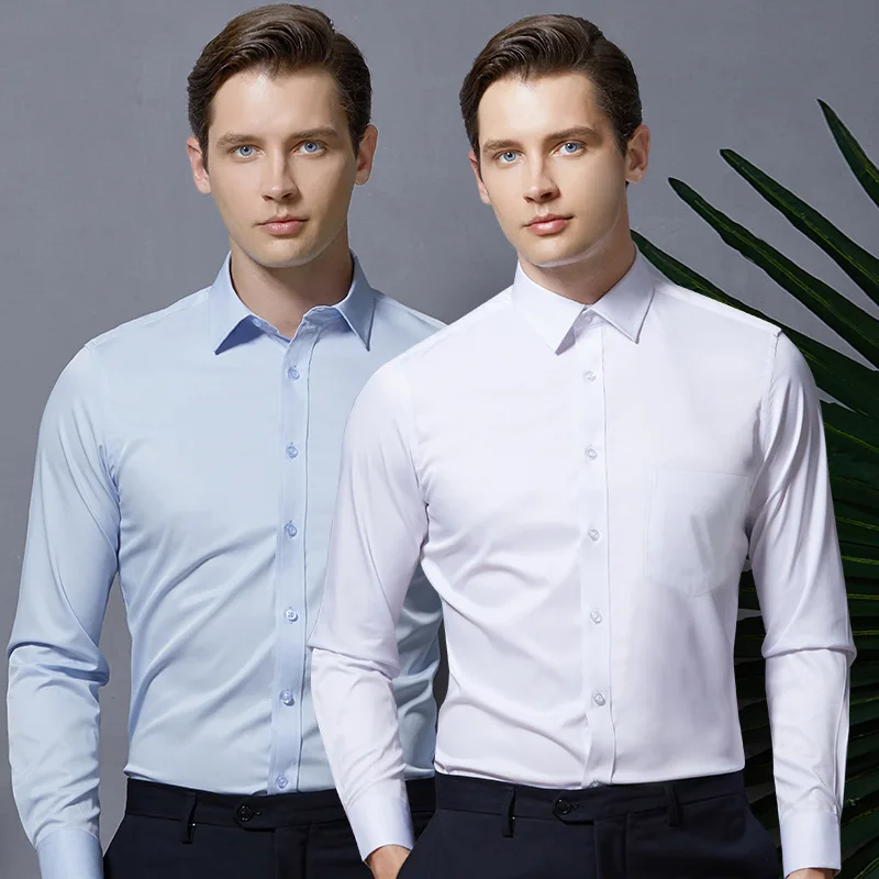 Men Shirt Long Sleeve Stretch Mens Shirts Casual Slim Fit Street Wear Comfortable Breathable Professional Work Shirt Men Dress