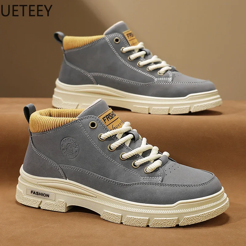 Новые стильные зимние ботинки мужские бархатные утепленные модные