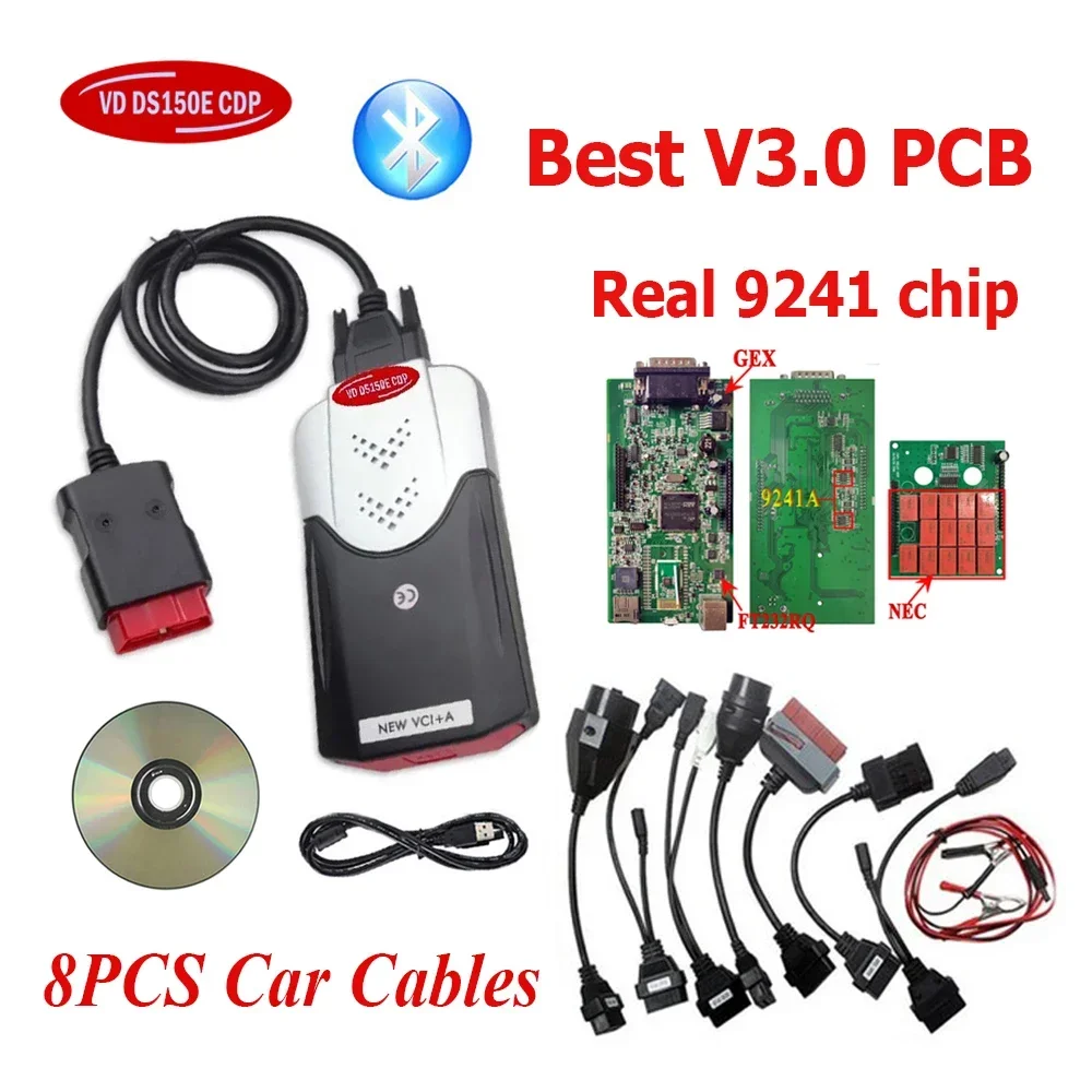 Лучший сканер OBD2 V3 PCB новый Vci Vd Ds150e Cdp Bluetooth 2021.11 с Keygen 2020.23 для автомобильного