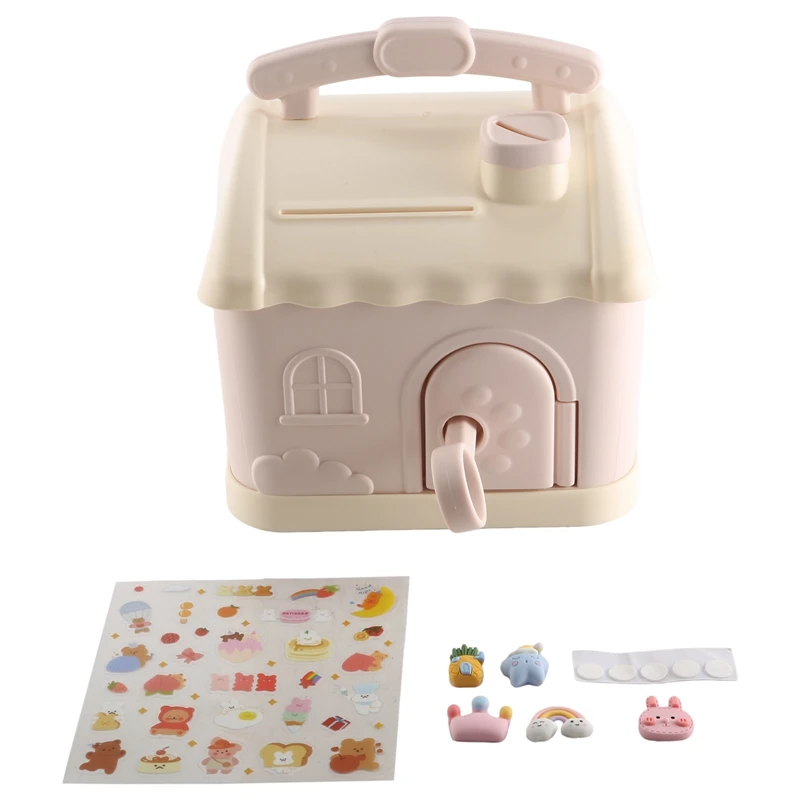 

A63I Cute House Money Box With 3D Sticker Kawaii Piggy Bank For Kids Adults Savings Box For Coins Banknotes Birthday Gift