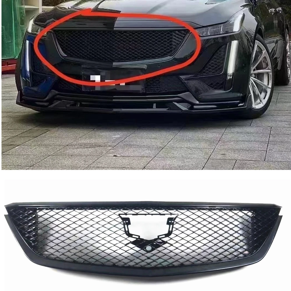 

Front Grille Center Grill Upper Replacement Bumper Hood Mesh Grid Auto Kit Honeycomb Look For Cadillac CT5 2019-2021