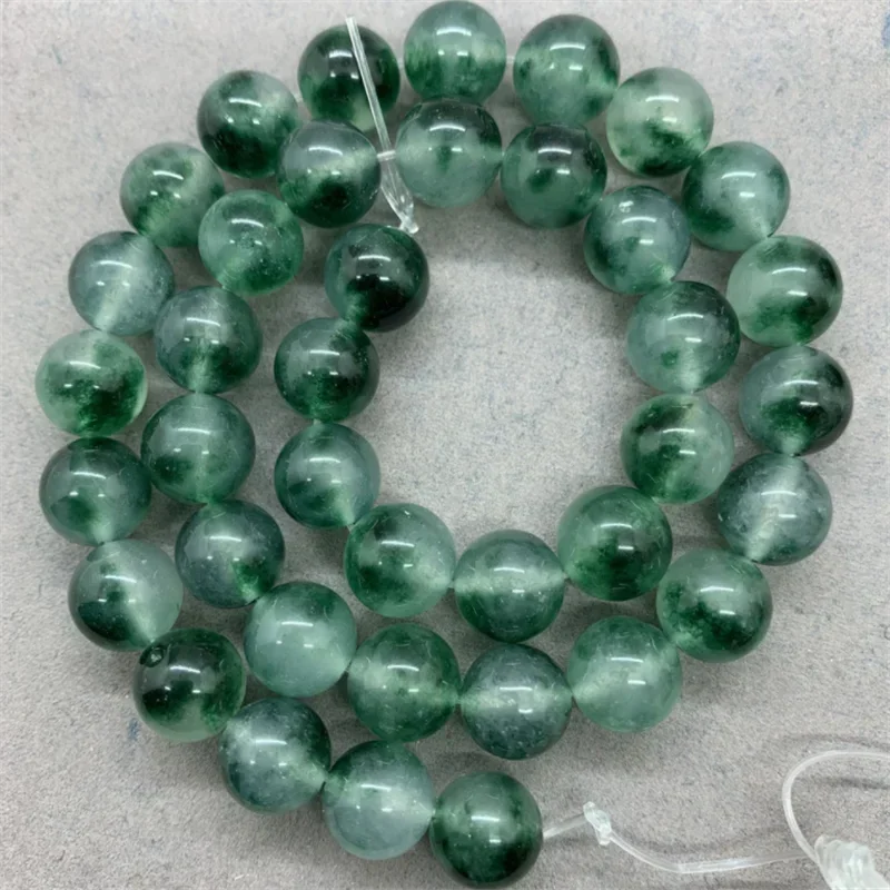 Круглые свободные бусины-разделители из халцедона с водорослями для