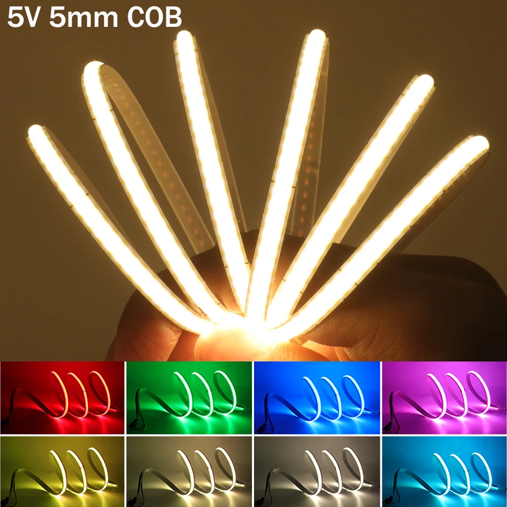 Гибкая светодиодная лента 5 В USB COB 320 светодиодов 3 мм 8