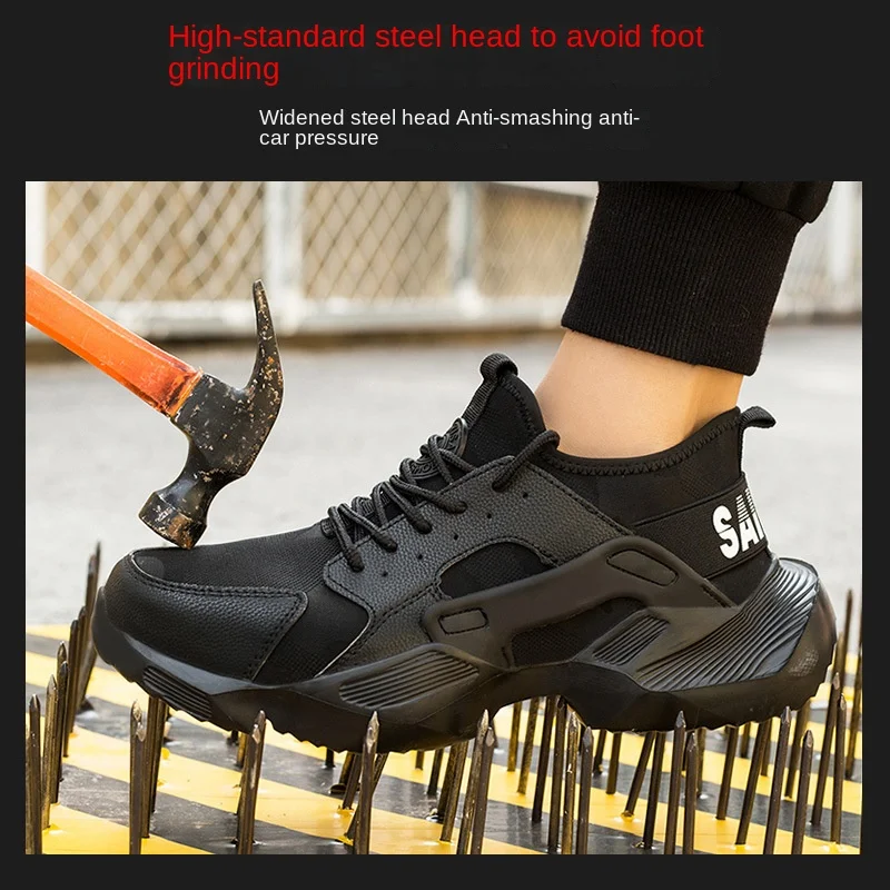 

Man Safety Shoes Puncture-Proof Work Sneakers Lightweight Work Shoes Men Steel Toe Shoes Safety Boots Indestructible Shoes 2023