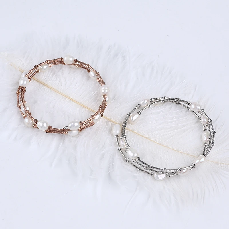 Оптовая продажа модный браслет из натурального пресноводного жемчуга в форме