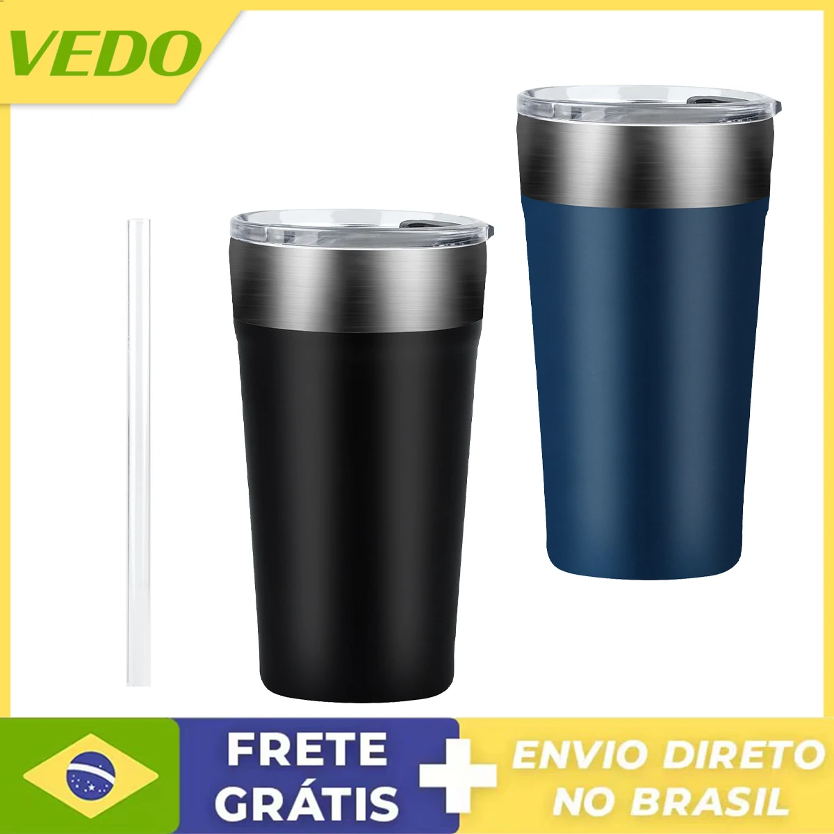 

Beer Cups Stainless Steel Thermal Bottle with Lid and Straw